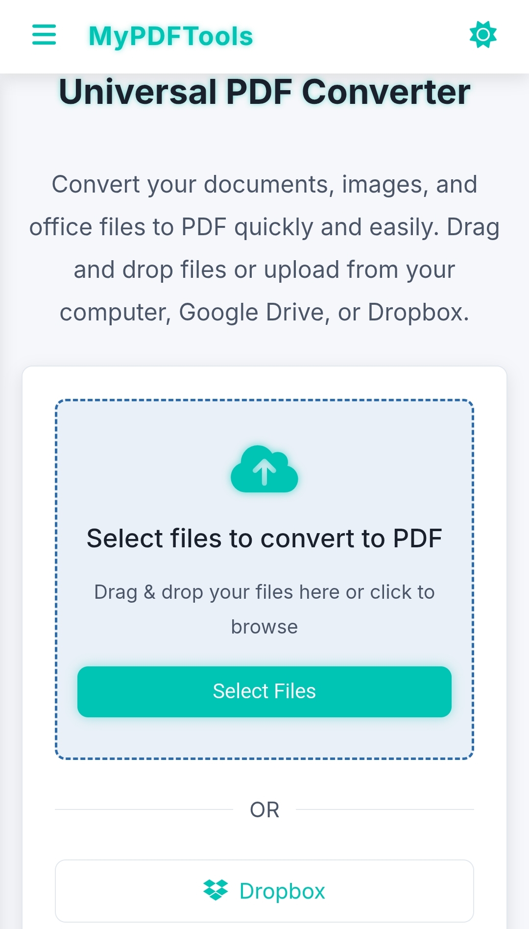 Screenshot of Universal Converter tool on MyPDFTools