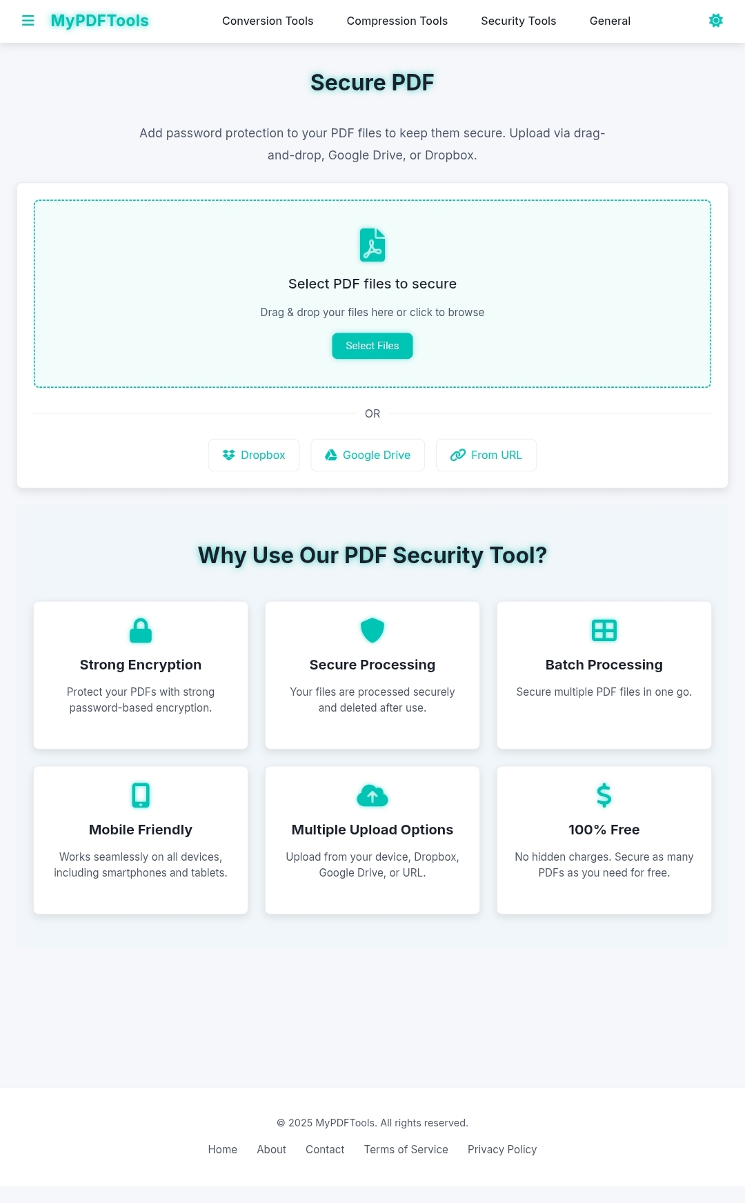 Screenshot of MyPDFTools Secure PDF Tool